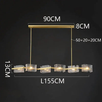 Modern gold textured glass led pendant light for dining room