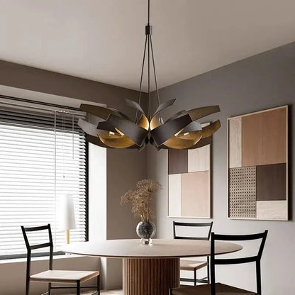 Modern petal brushed gold & matte black led pendant light dining room