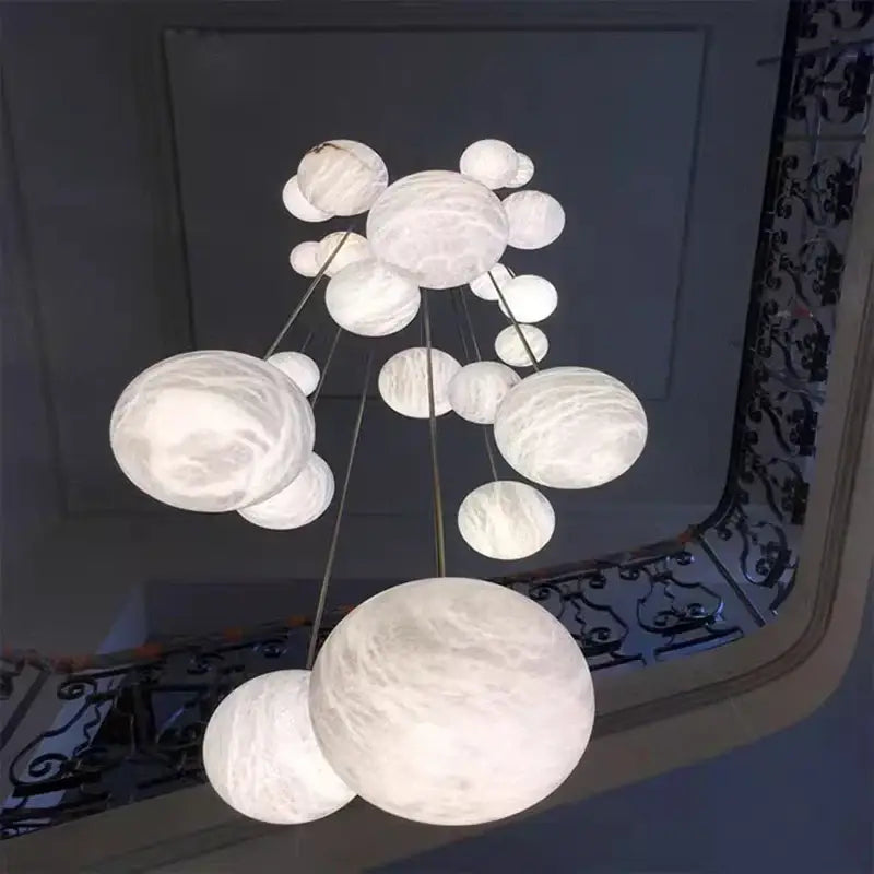 Modern brass and opal glass led pendant lights living room chandelier