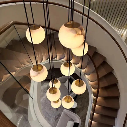 Modern brass and opal glass led pendant lights living room chandelier