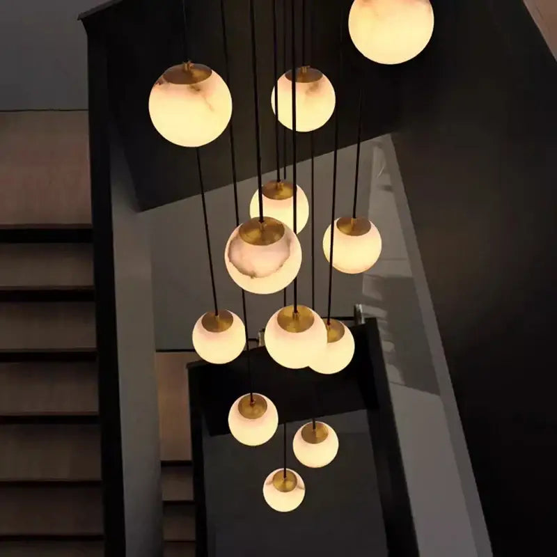 Modern brass and opal glass led pendant lights living room chandelier