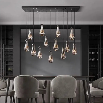 Modern black rectangular led pendant light chandeliers living room