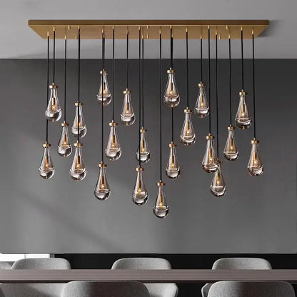 Modern black rectangular led pendant light chandeliers living room
