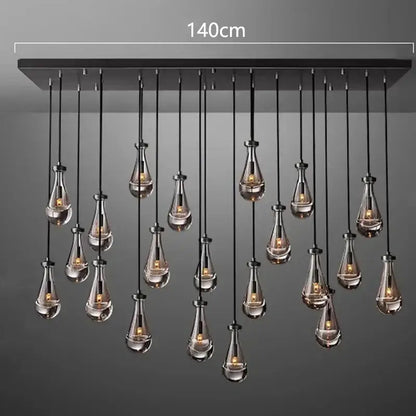 Modern black rectangular led pendant light chandeliers living room