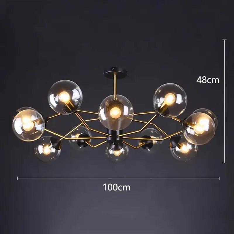Modern brass & black led pendant light chandeliers dining room