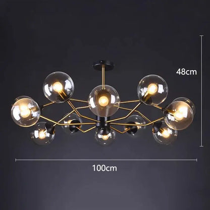Modern brass & black led pendant light chandeliers dining room