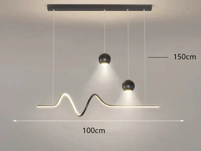 Modern black & gold geometric led pendant light for dining room