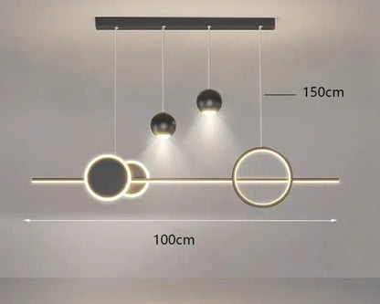 Modern black & gold geometric led pendant light for dining room