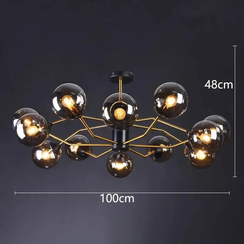Modern brass & black led pendant light chandeliers dining room
