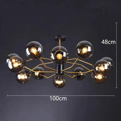 Modern brass & black led pendant light chandeliers dining room