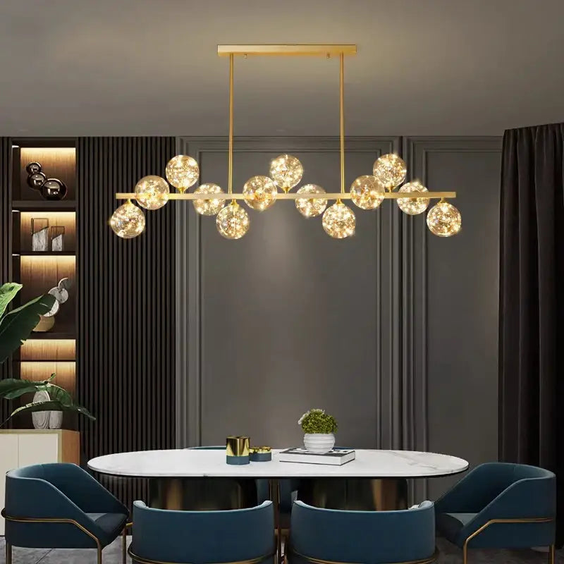 Modern black glass globe led pendant light dining room led