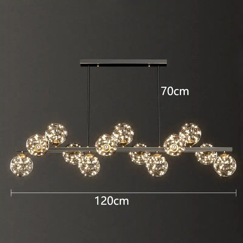 Modern black glass globe led pendant light dining room led