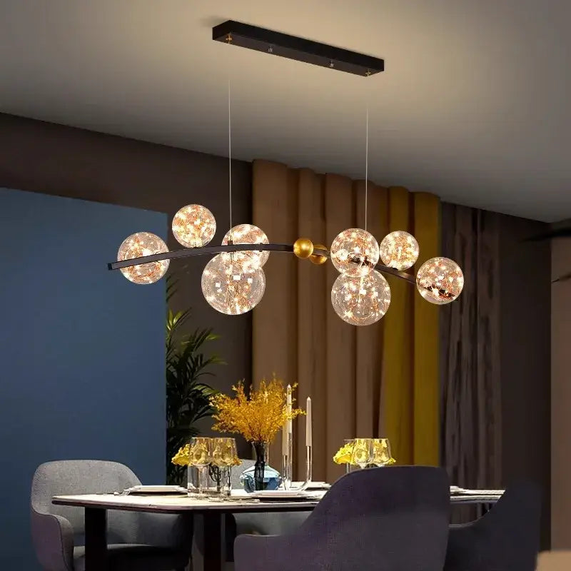 Modern black led pendant light chandelier for dining room