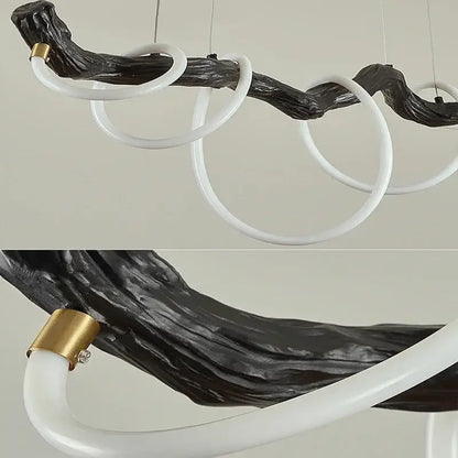 Modern branch led pendant light dining room neon wood chandelier