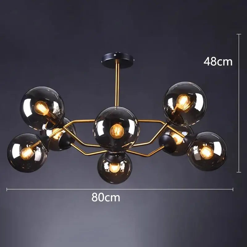 Modern brass & black led pendant light chandeliers dining room