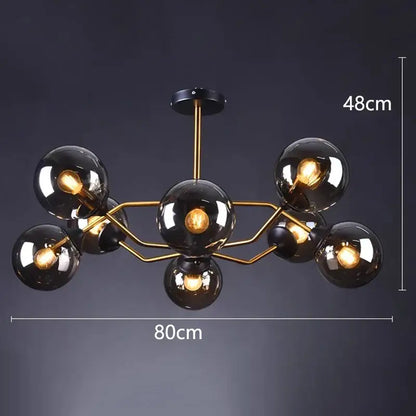 Modern brass & black led pendant light chandeliers dining room