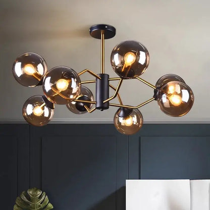 Modern brass & black led pendant light chandeliers dining room