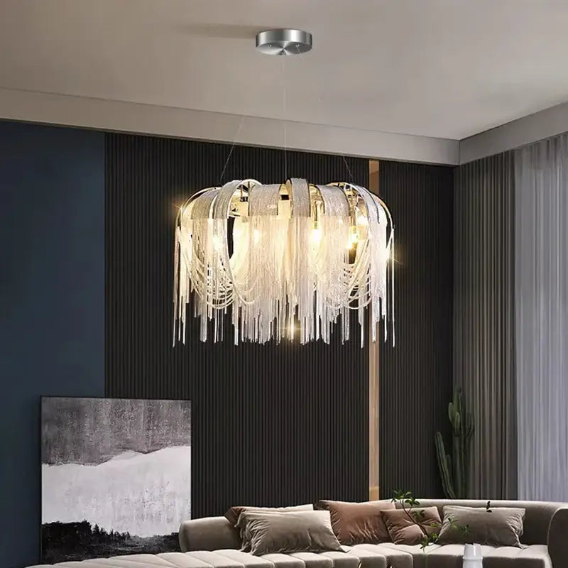 Modern glass fringe led pendant light for dining room