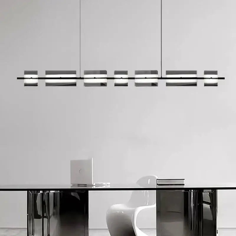 Modern minimalist black led pendant light for dining room