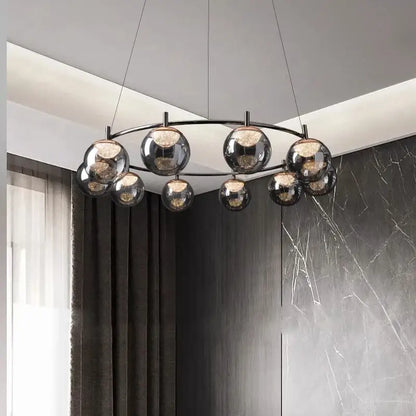 Modern black metal led pendant light chandelier dining room