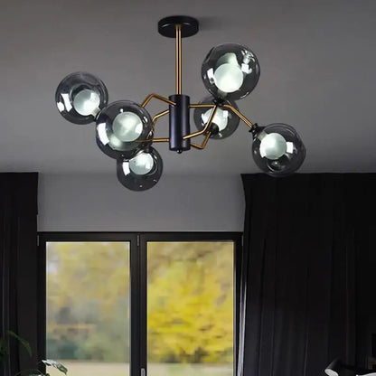 Modern brass & black led pendant light chandeliers dining room