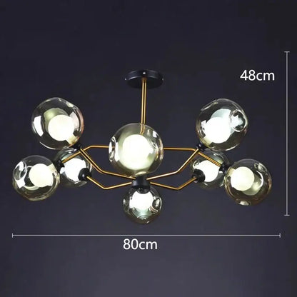 Modern brass & black led pendant light chandeliers dining room