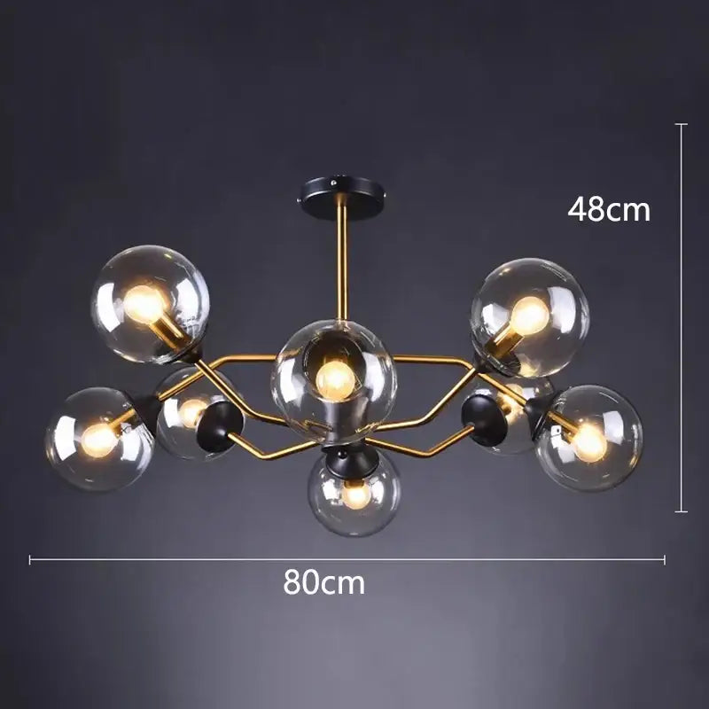 Modern brass & black led pendant light chandeliers dining room