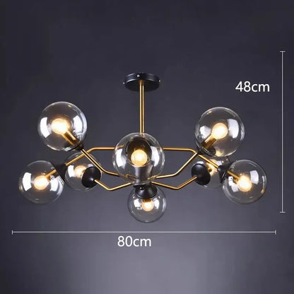 Modern brass & black led pendant light chandeliers dining room