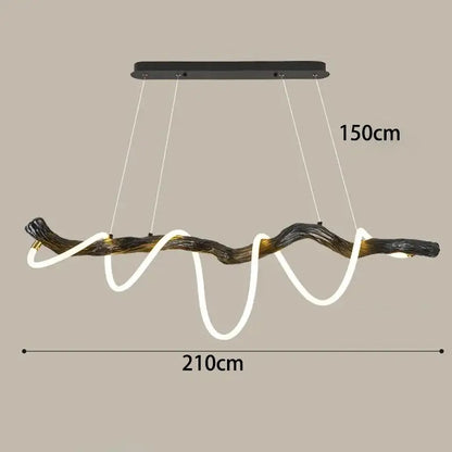 Modern branch led pendant light dining room neon wood chandelier
