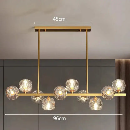 Modern gold crystal globe led pendant light dining room
