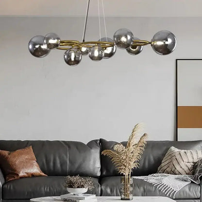 Modern brass multi orb led pendant light dining room