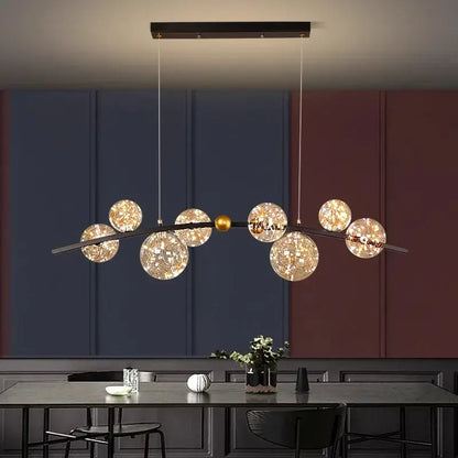 Modern black led pendant light chandelier for dining room