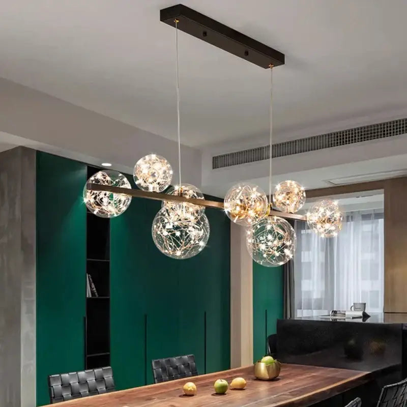 Modern black led pendant light chandelier for dining room