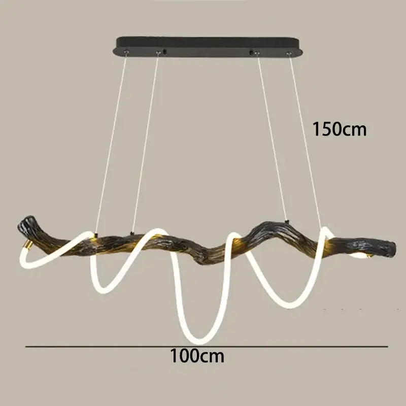 Modern branch led pendant light dining room neon wood chandelier