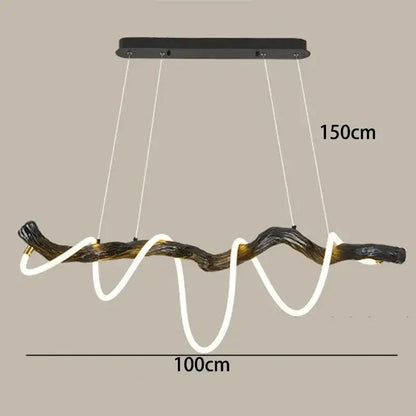 Modern branch led pendant light dining room neon wood chandelier