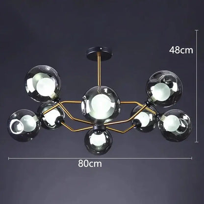 Modern brass & black led pendant light chandeliers dining room