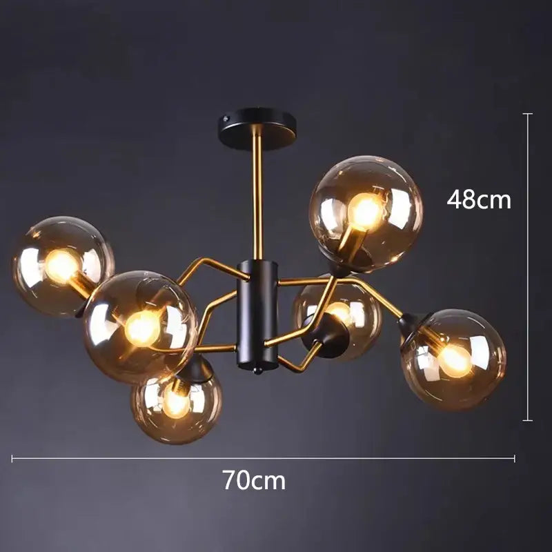 Modern brass & black led pendant light chandeliers dining room