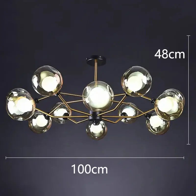Modern brass & black led pendant light chandeliers dining room
