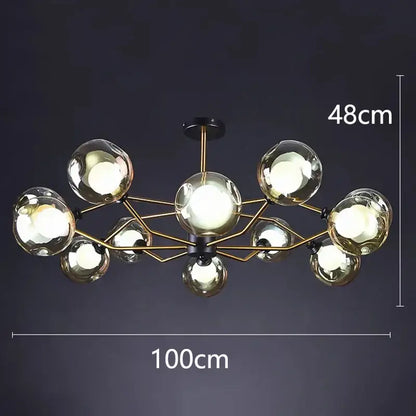 Modern brass & black led pendant light chandeliers dining room