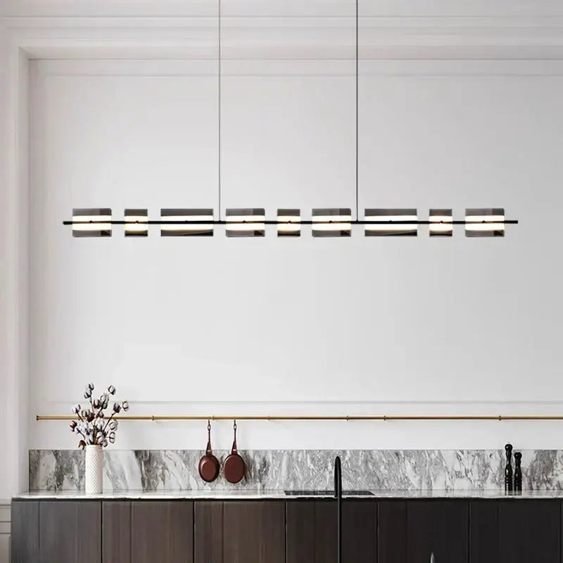 Modern minimalist black led pendant light for dining room