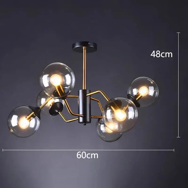 Modern brass & black led pendant light chandeliers dining room