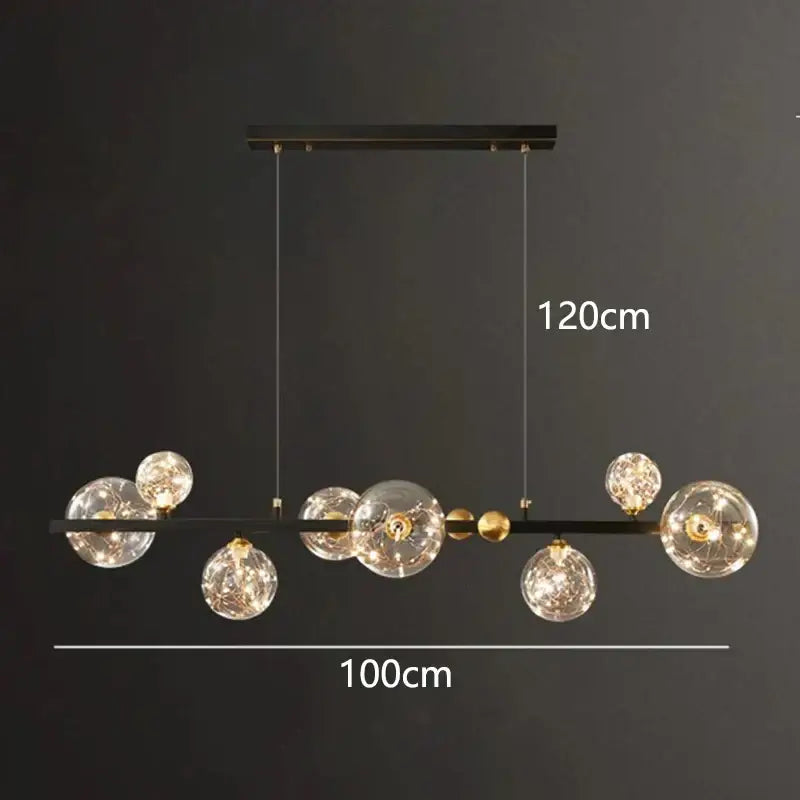Modern black glass globe led pendant light dining room led