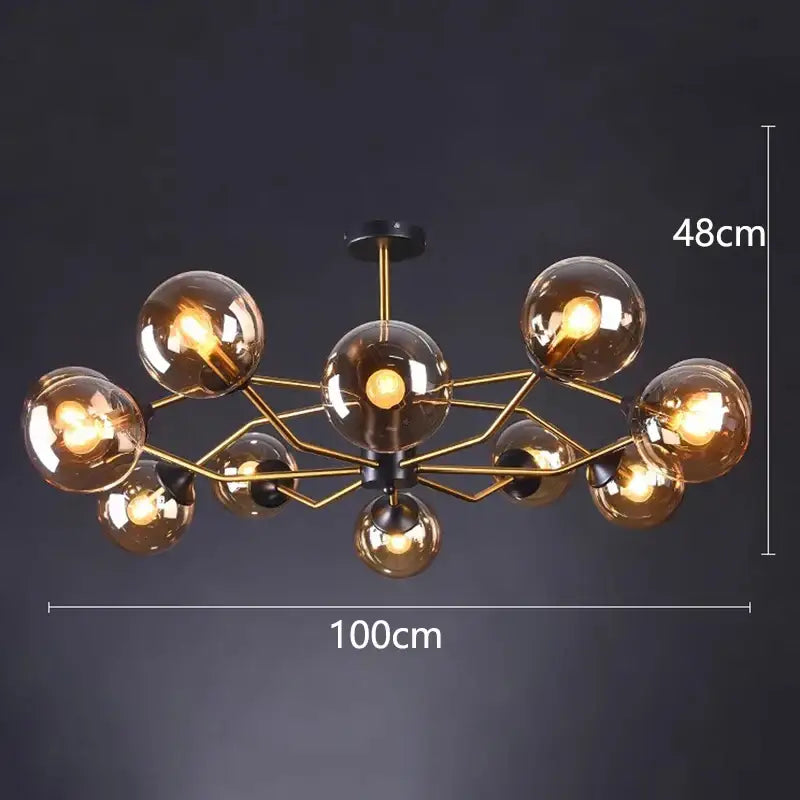 Modern brass & black led pendant light chandeliers dining room