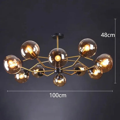 Modern brass & black led pendant light chandeliers dining room