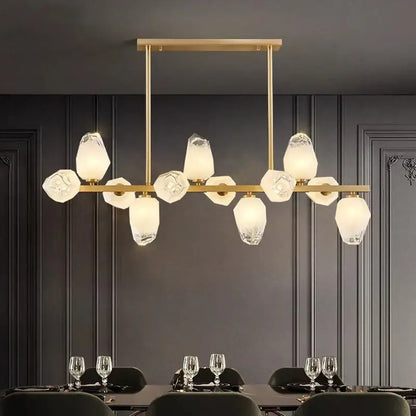Modern geometric gold led pendant light dining room chandelier