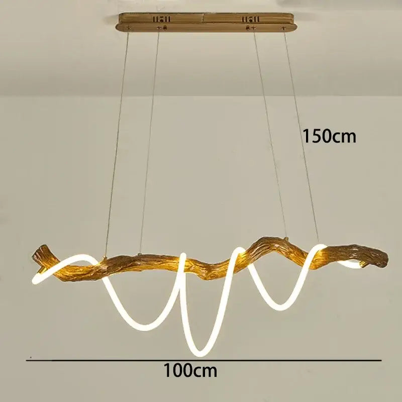 Modern branch led pendant light dining room neon wood chandelier