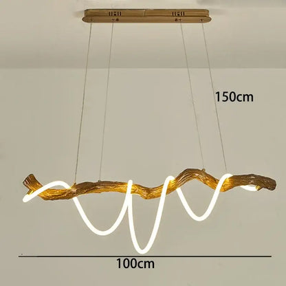 Modern branch led pendant light dining room neon wood chandelier