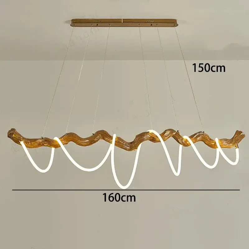 Modern branch led pendant light dining room neon wood chandelier