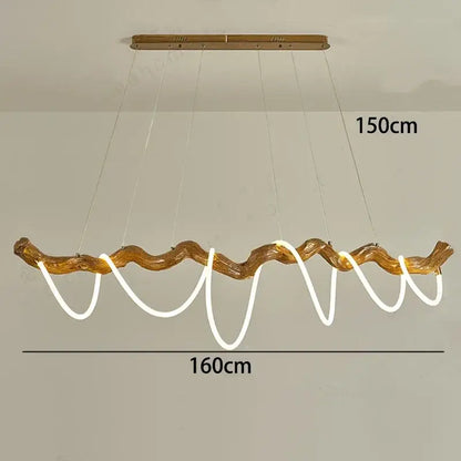 Modern branch led pendant light dining room neon wood chandelier