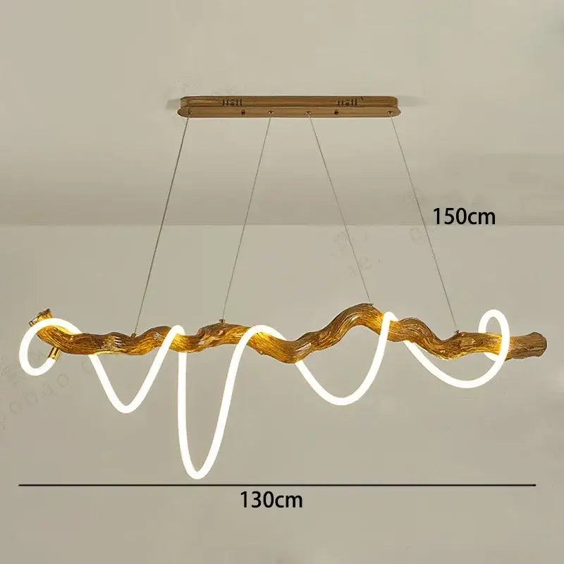 Modern branch led pendant light dining room neon wood chandelier